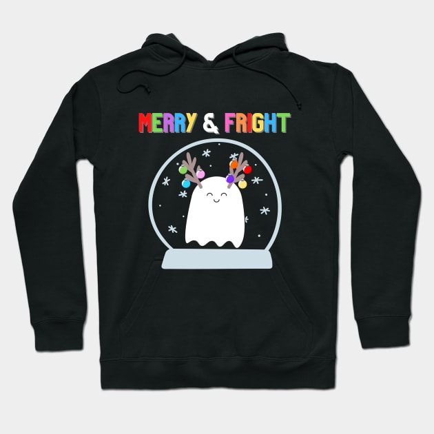 Merry & Fright (bright) Holiday Winter Ghost Hoodie by TheMavenMedium